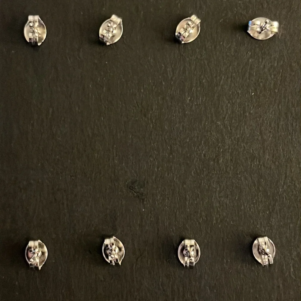 NWOT set of 4 sterling silver CZ Mini stud earrings Clear, pink, blue, & yellow. - Picture 8 of 8